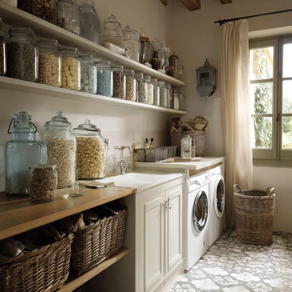 Stunning Italian Laundry Room Ideas: Incorporate Decorative Storage Containers