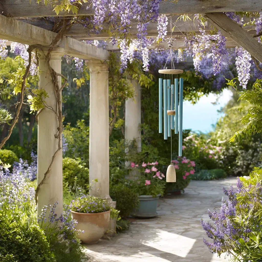 Stunning Mediterranean Garden Ideas: Wind Chimes for Gentle Melodies