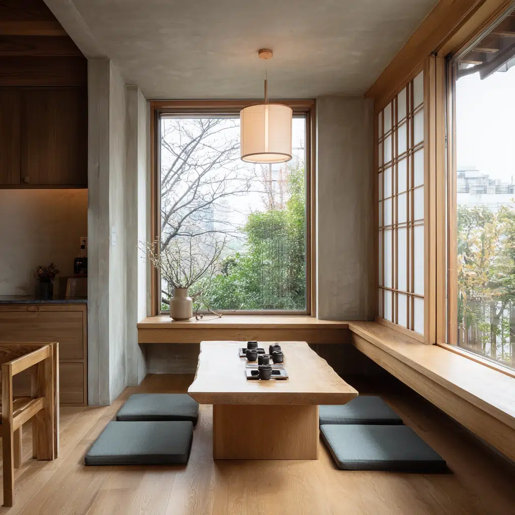 Japanese Kitchen Ideas: Small Dining Nook with Natural Elements