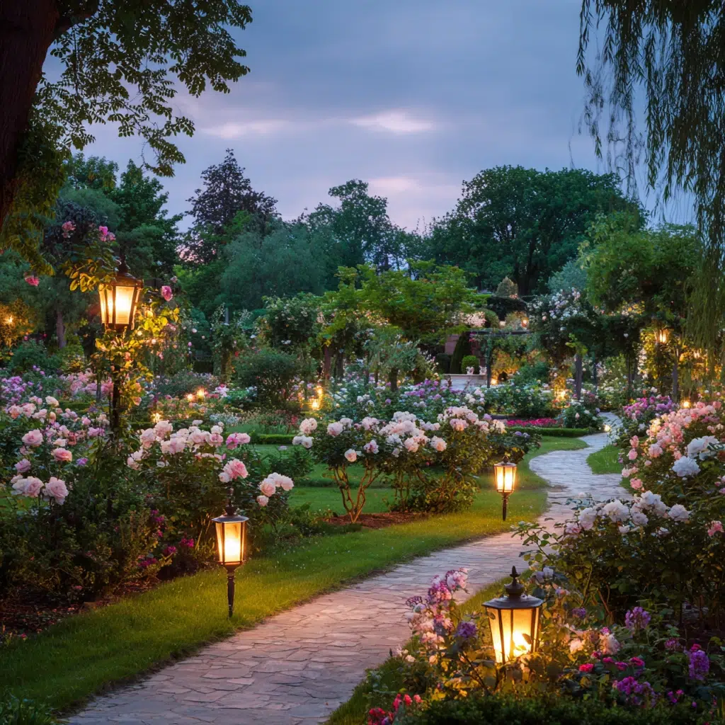 How To Create a Beautiful Rose Garden: Lighting for Evening Enjoyment