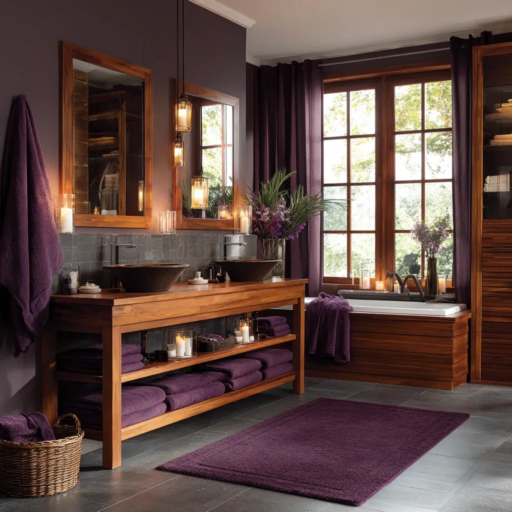 Stylish Purple Bathroom Ideas: Purple and Wood: Natural Harmony