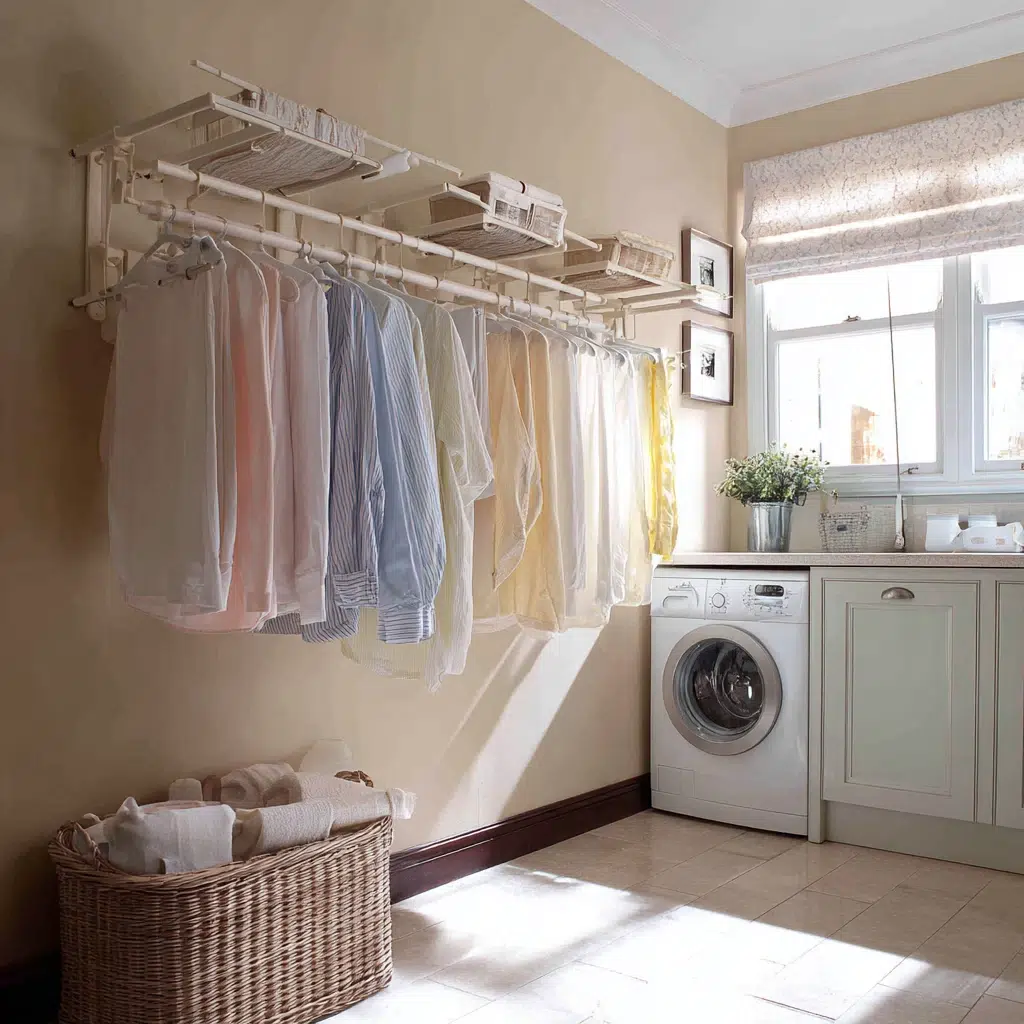 Stunning Italian Laundry Room Ideas: Hang a Wall-Mounted Drying Rack