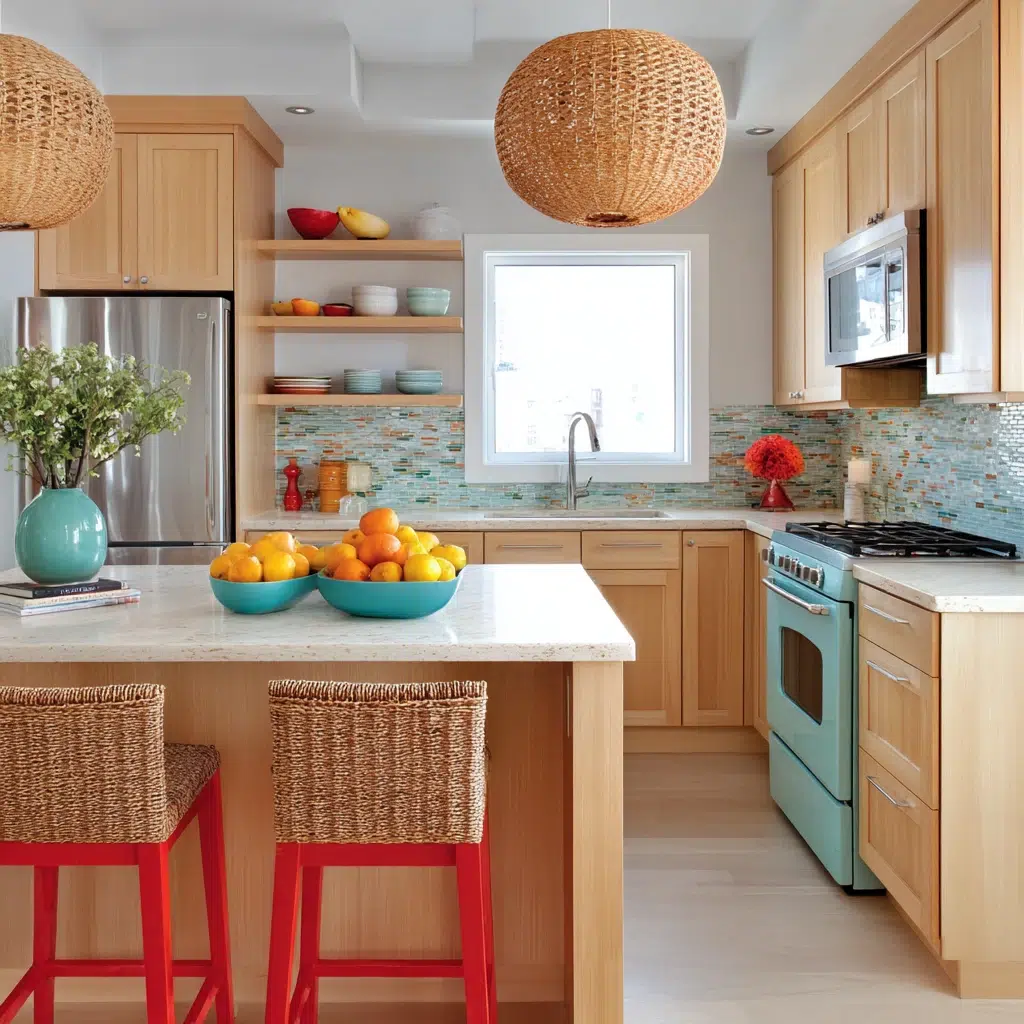 Kitchens With Light Wood Cabinets: A Great Base for Colorful Accents