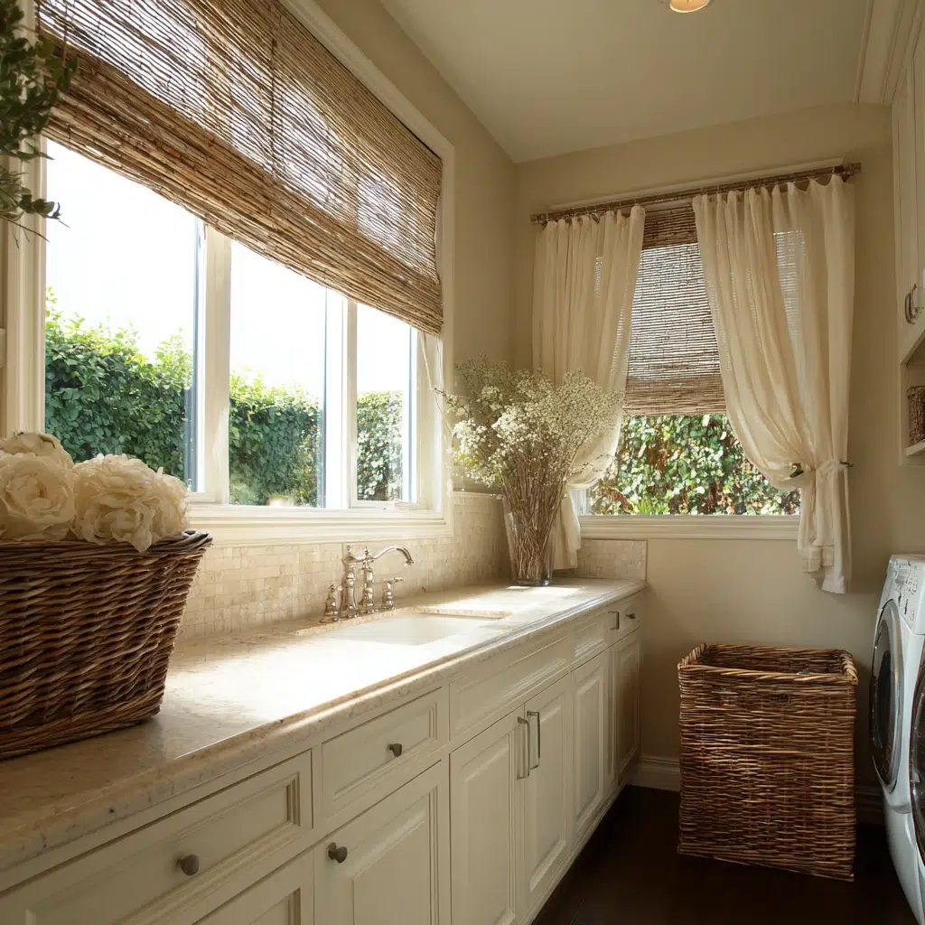 Stunning Italian Laundry Room Ideas: Install Elegant Window Treatments