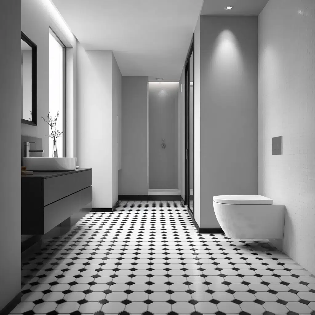 Black and White Bathroom Tile Ideas: Graphic Hexagon Honeycomb