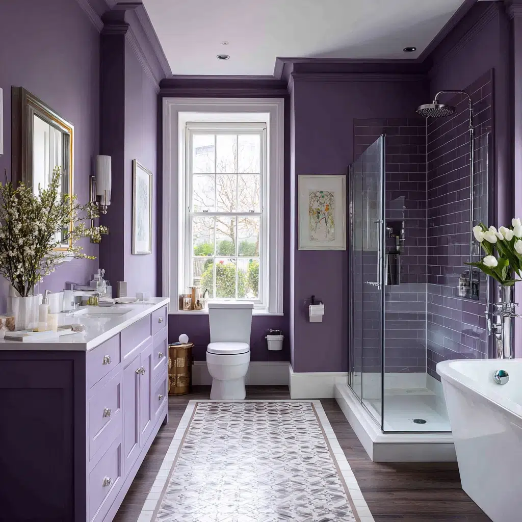 Stylish Purple Bathroom Ideas: Purple Walls: Making a Statement