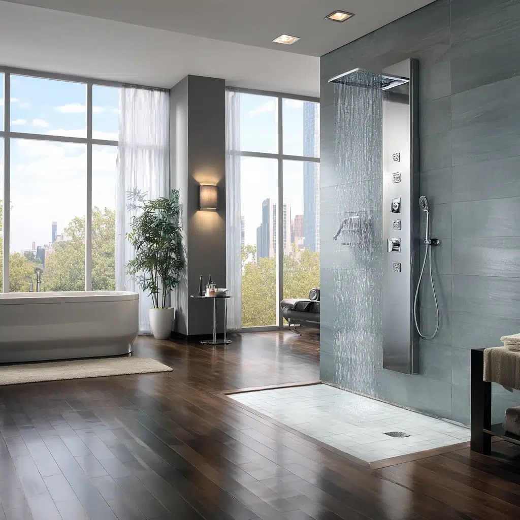 Amazing Walk-in Shower Ideas: Vertical Spa Panels: The All-in-One Solution