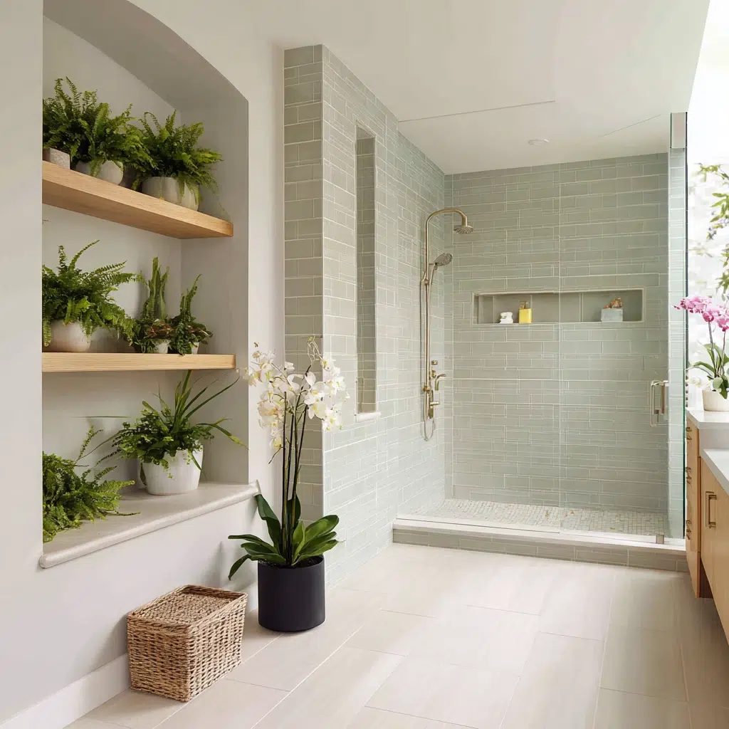 Amazing Walk-in Shower Ideas: Lush Greenery: Bring Nature In