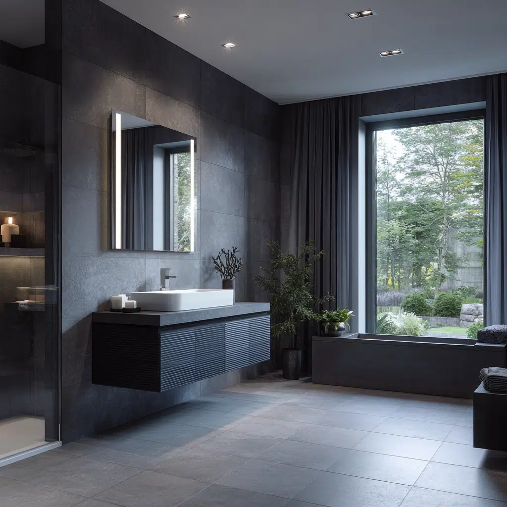 Modern Dark Bathroom Ideas: Monochromatic Magic in Shades of Gray