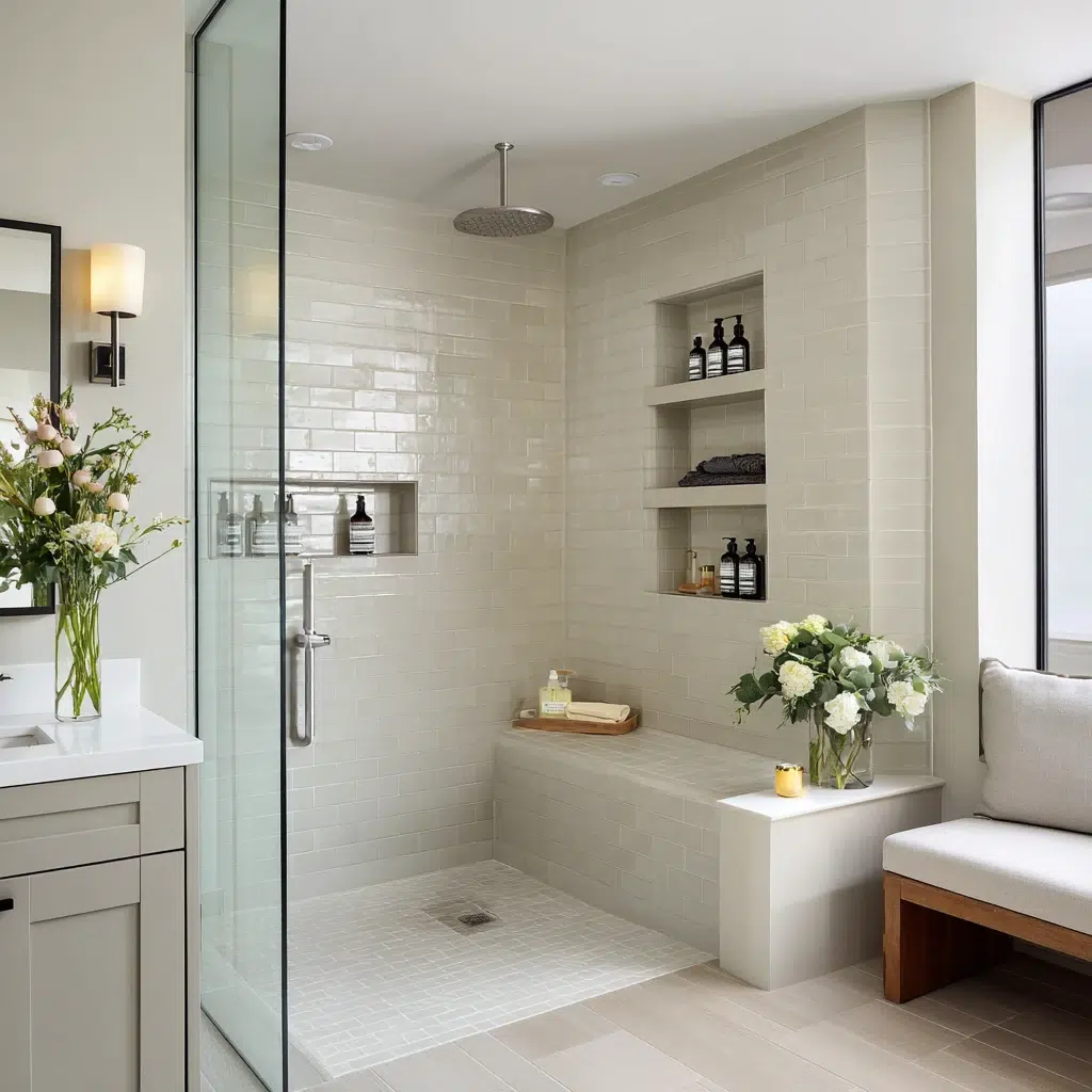 Amazing Walk-in Shower Ideas: Built-In Niches: Storage Savior