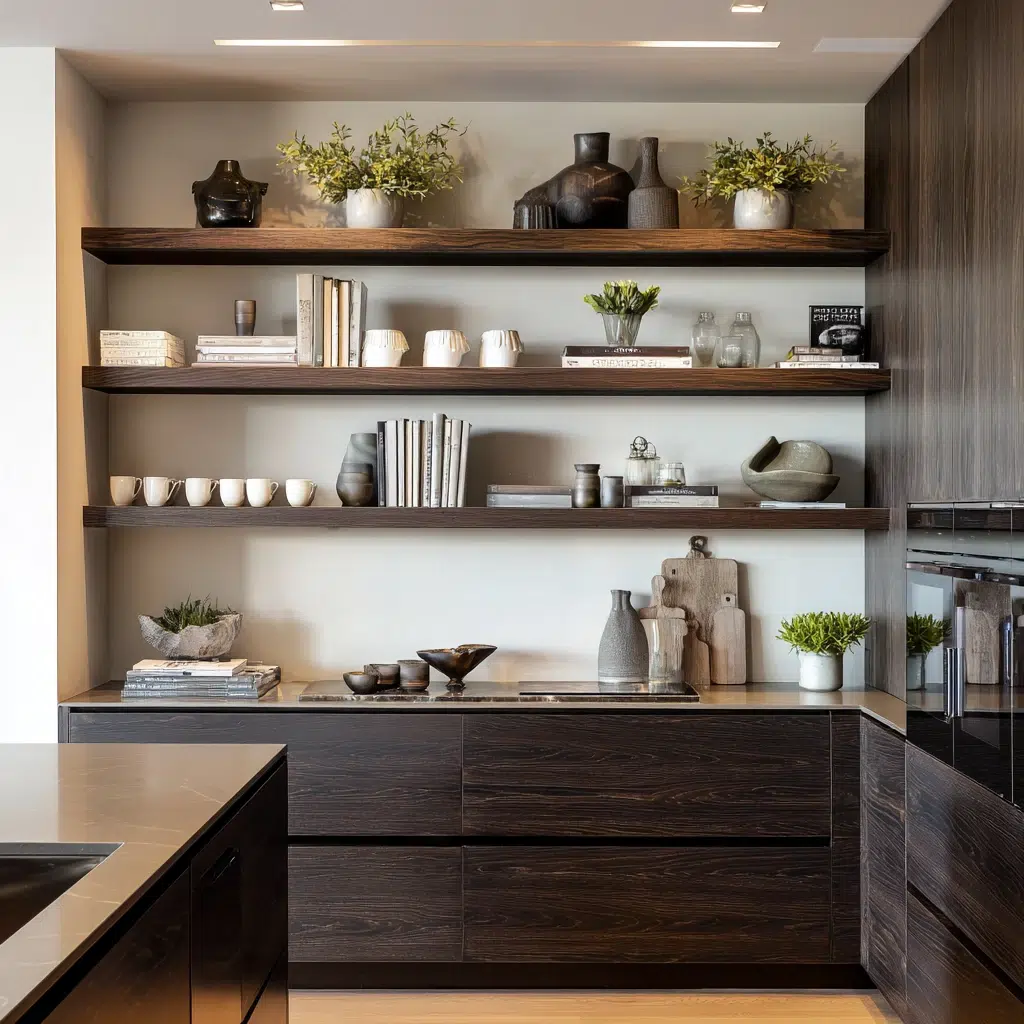 Stunning Modern Luxury Kitchen Ideas: Open Shelving with Curated Displays