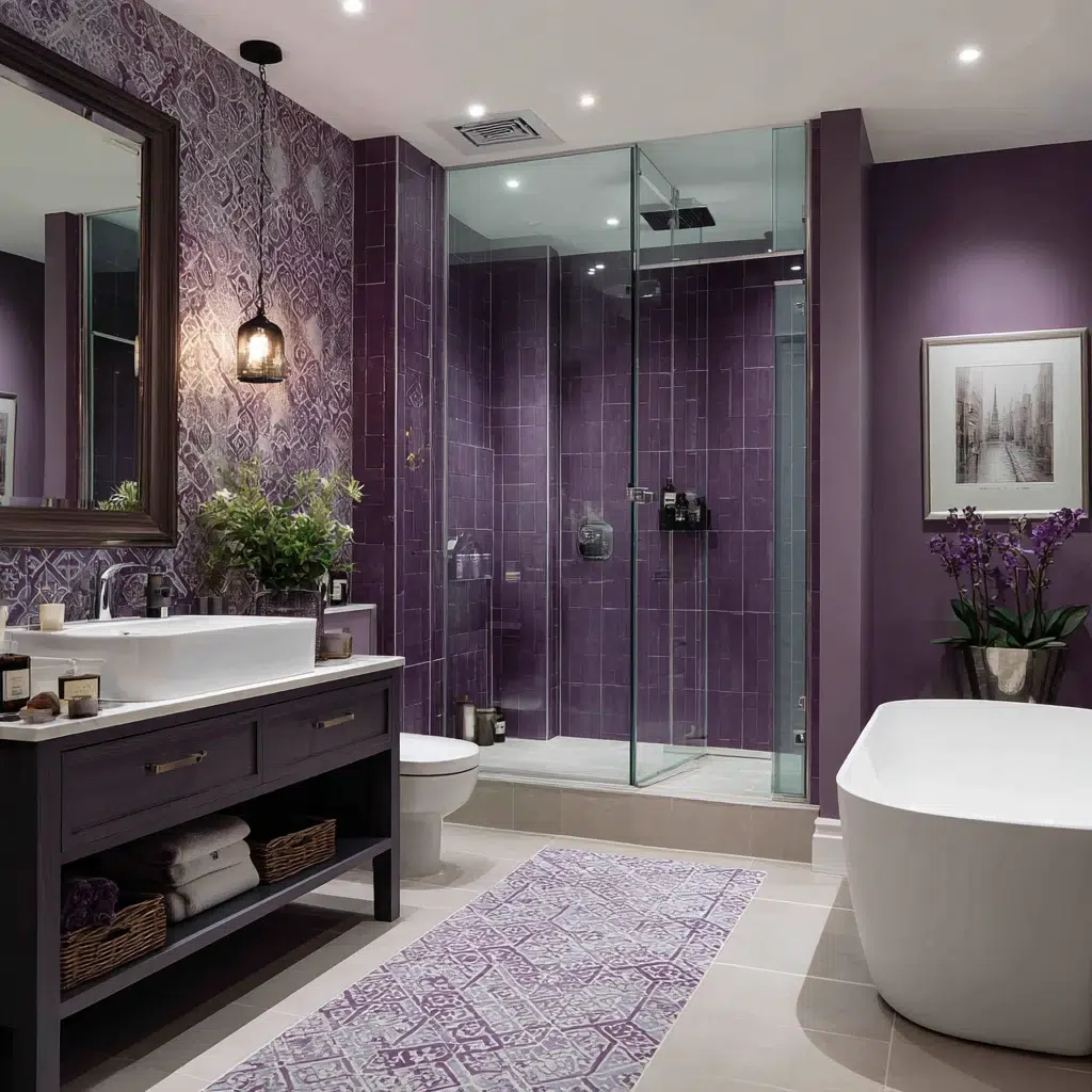 Stylish Purple Bathroom Ideas: Patterned Purple Perfection