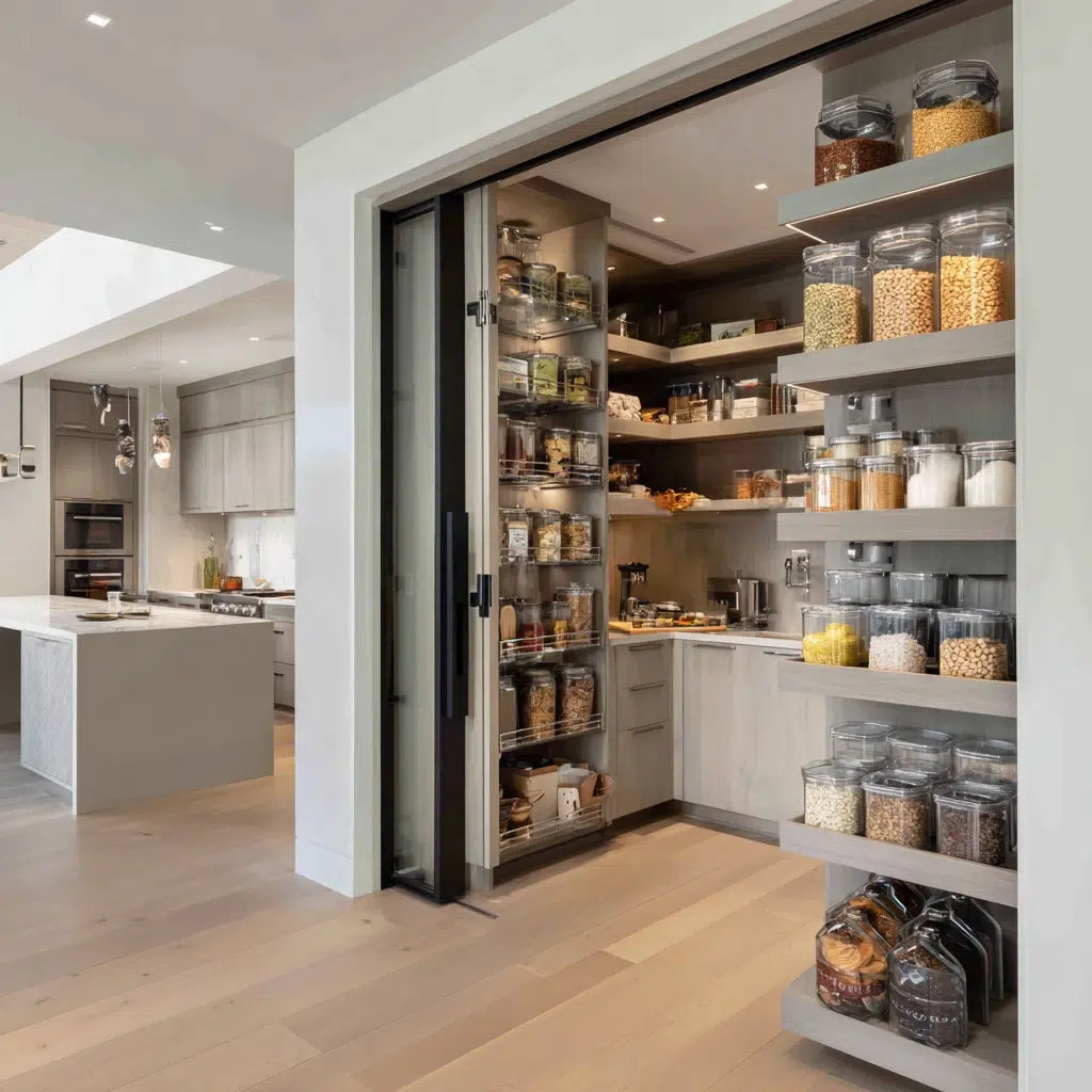 Stunning Modern Luxury Kitchen Ideas: Walk-In Pantries with Organization Systems