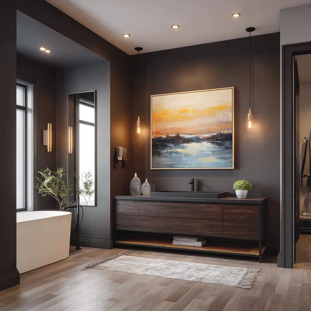 Modern Dark Bathroom Ideas: Statement Art to Personalize the Space