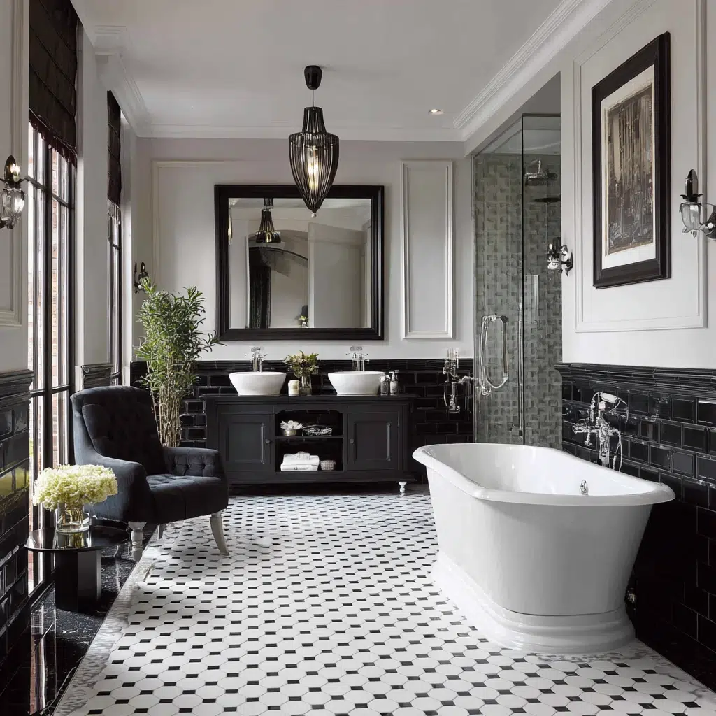 Black and White Bathroom Tile Ideas