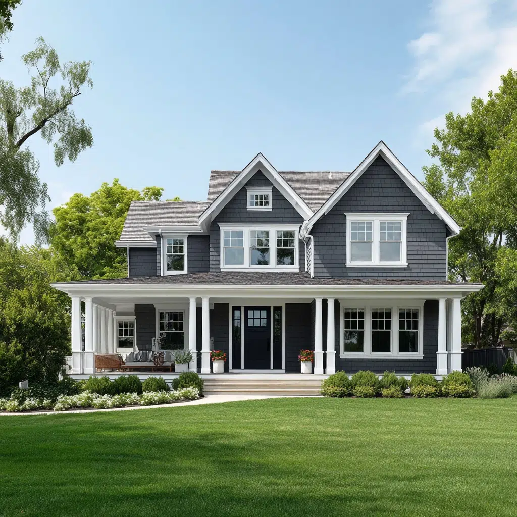 Gorgeous Grey House Exterior Color Schemes: Classic Charcoal with Crisp White Trim