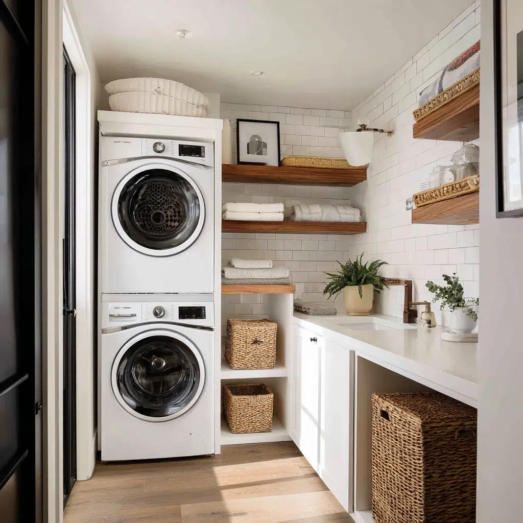 Smart Tiny Laundry Room Ideas: Stack 'Em High: Vertical is Your Vibe
