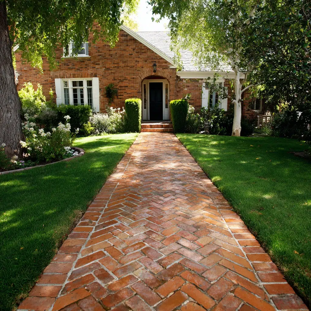 Inspiring Front Walkway Ideas: The Classic Brick Path