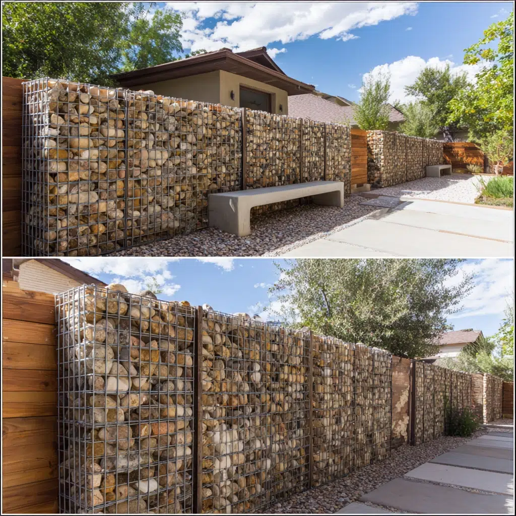 Inexpensive Privacy Fence Ideas for A Safe Backyard: Gabion Walls: Stone and Style