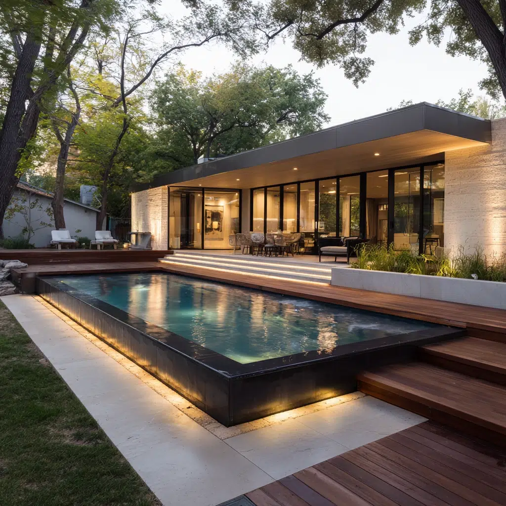 Above-Ground Pool Deck Ideas: Floating Deck: Modern and Minimalist