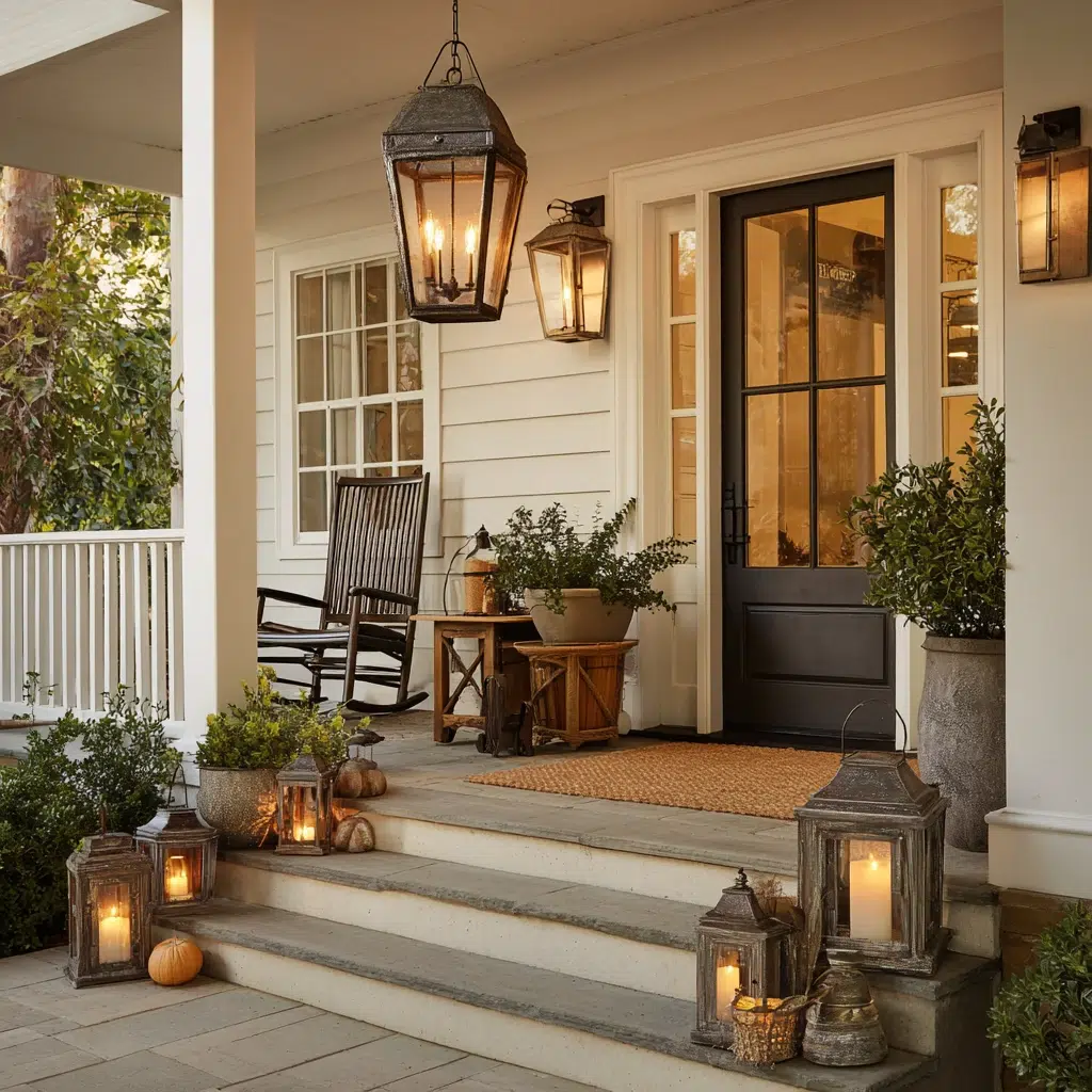 Lantern Decor Ideas for Indoors and Outdoors: Front Porch Welcome Wagon