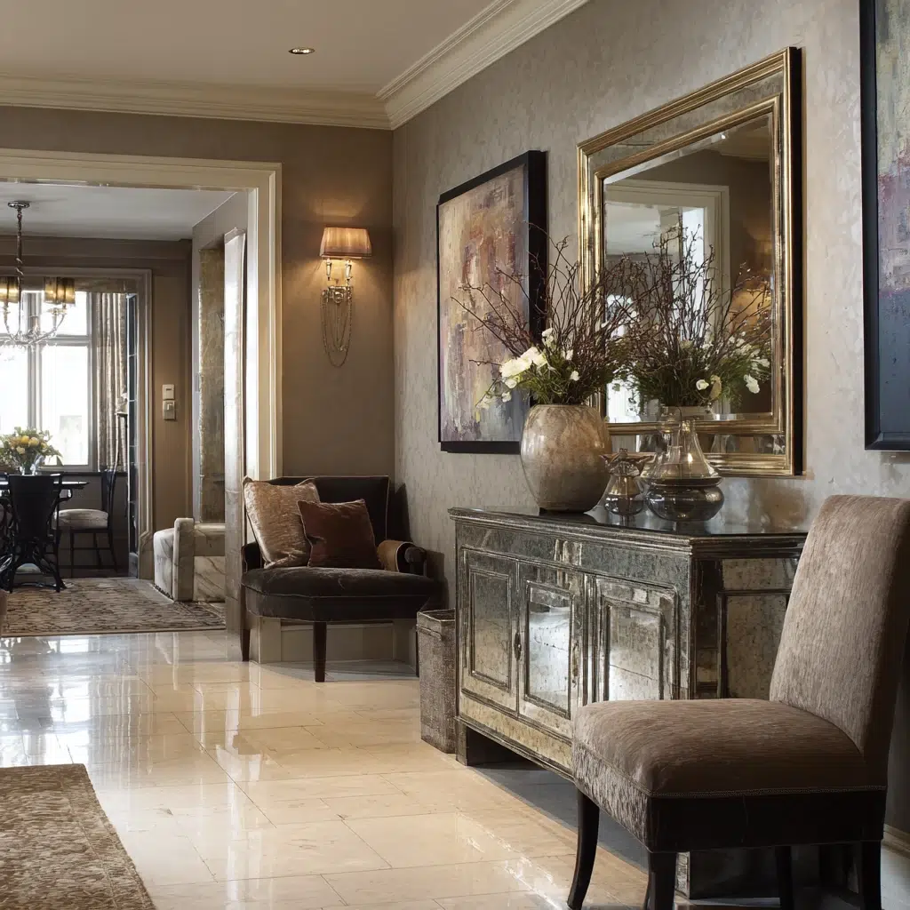 Inspiring Dark Hallway Ideas: Use Mirrored Furniture Sparingly