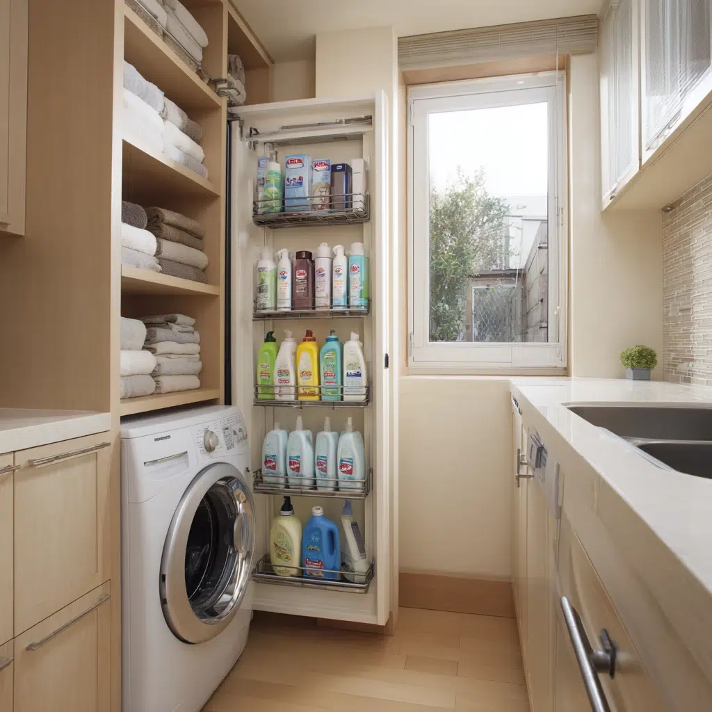 Smart Tiny Laundry Room Ideas: Vertical Pull-Out Pantry: Slim and Savvy