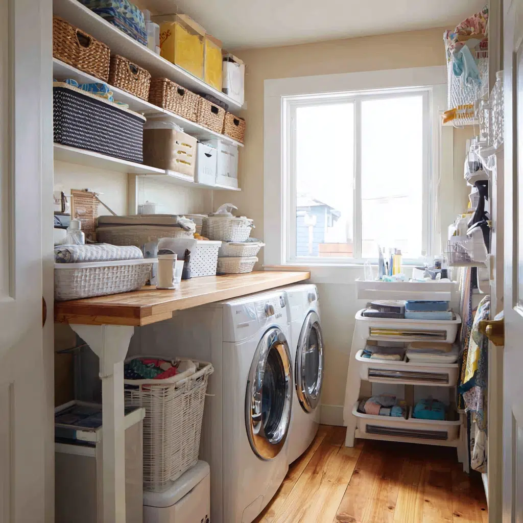 Smart Tiny Laundry Room Ideas: Clever Countertop Solutions: Make Every Surface Count