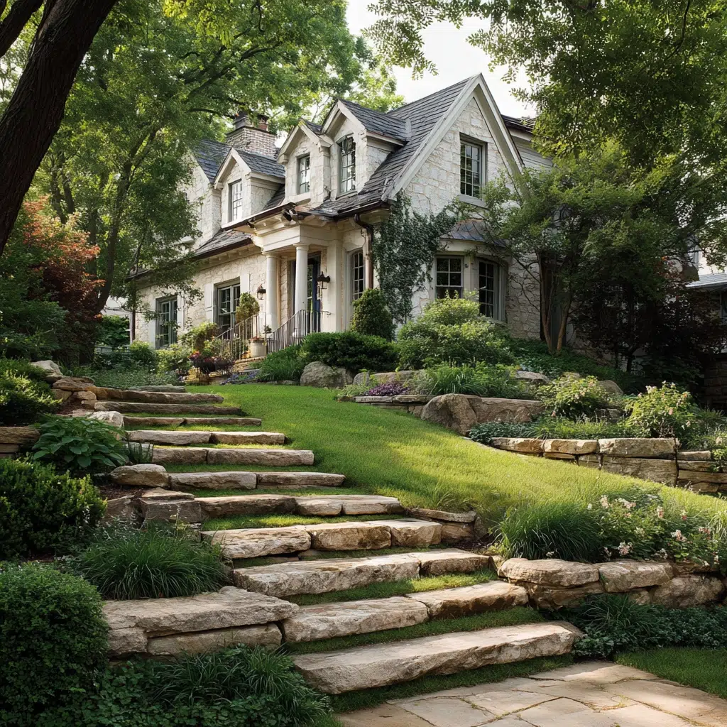 Inspiring Front Walkway Ideas: The Hillside Stepped Walkway