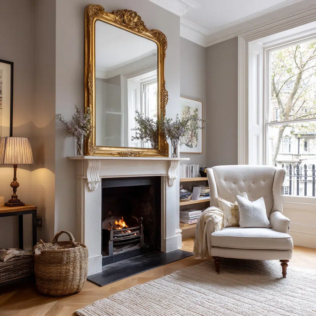 Mirror Wall Decor Ideas: Over-the-Fireplace Statement Mirror