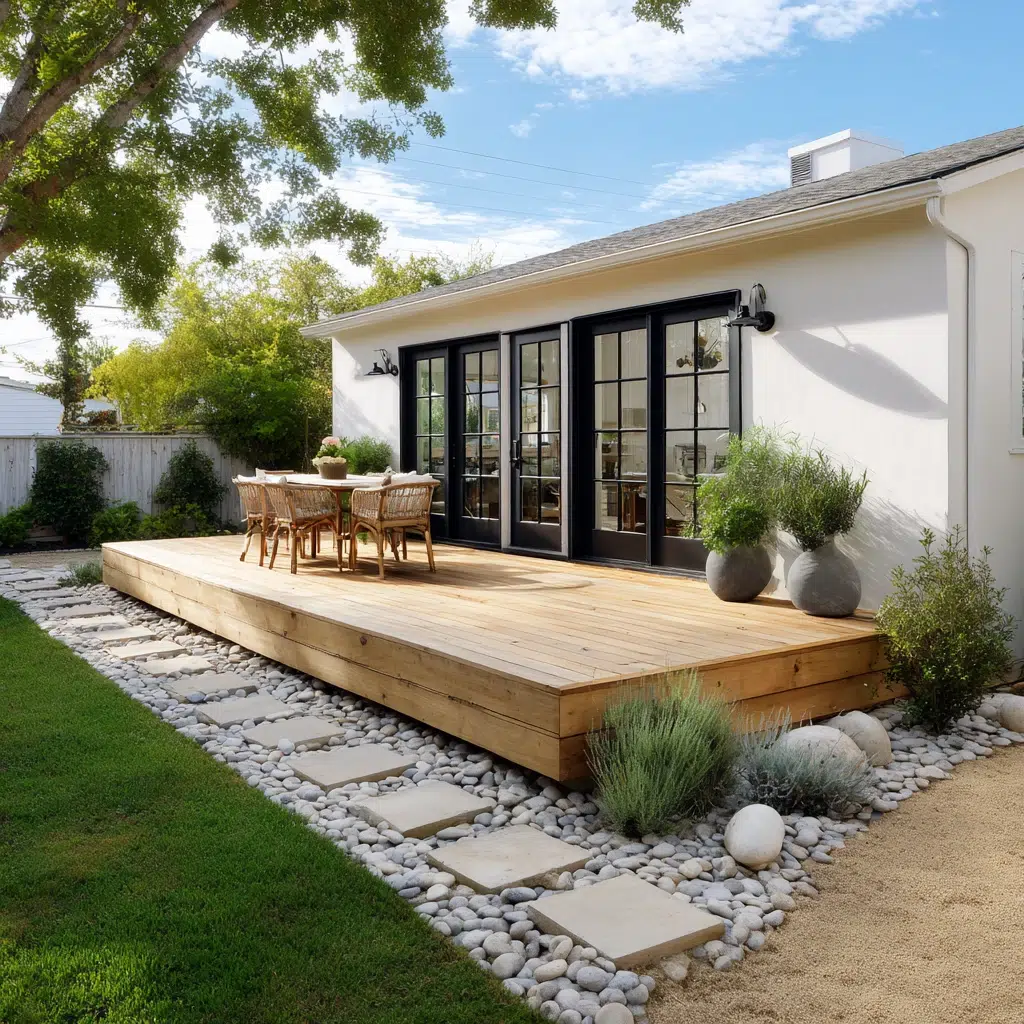Ground Level Deck Ideas To Transform Your Backyard: The Gravel Border Deck