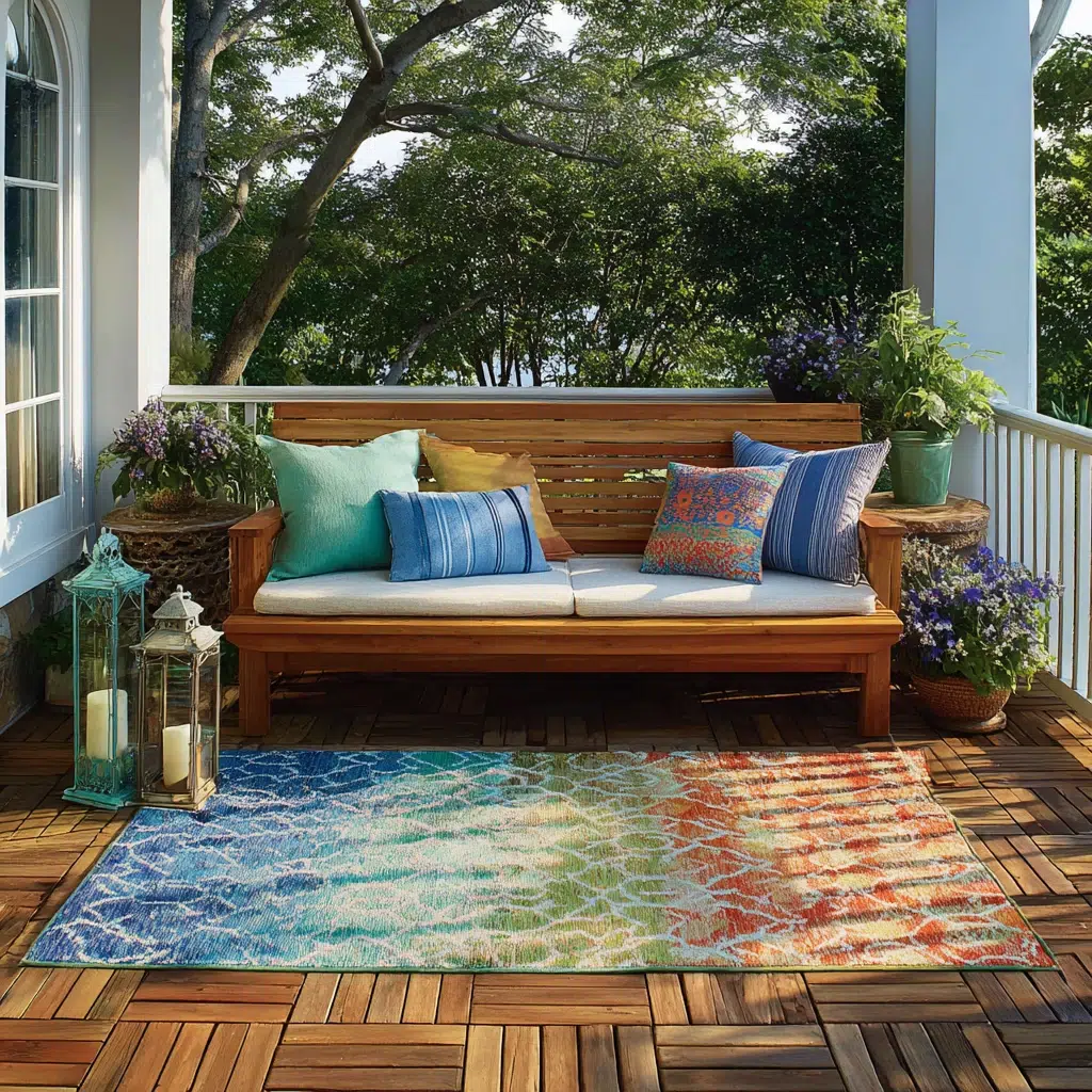 Ground Level Deck Ideas To Transform Your Backyard: The Deck with an Outdoor Rug