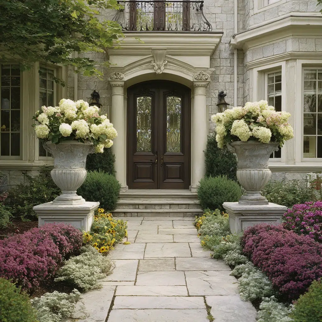 Front Yard Landscaping Ideas: Pathway Punctuation with Urns