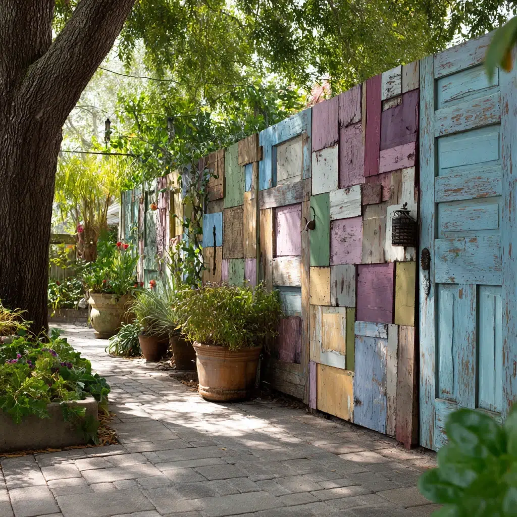 Inexpensive Privacy Fence Ideas for A Safe Backyard: Recycled Doors: Quirky and Functional