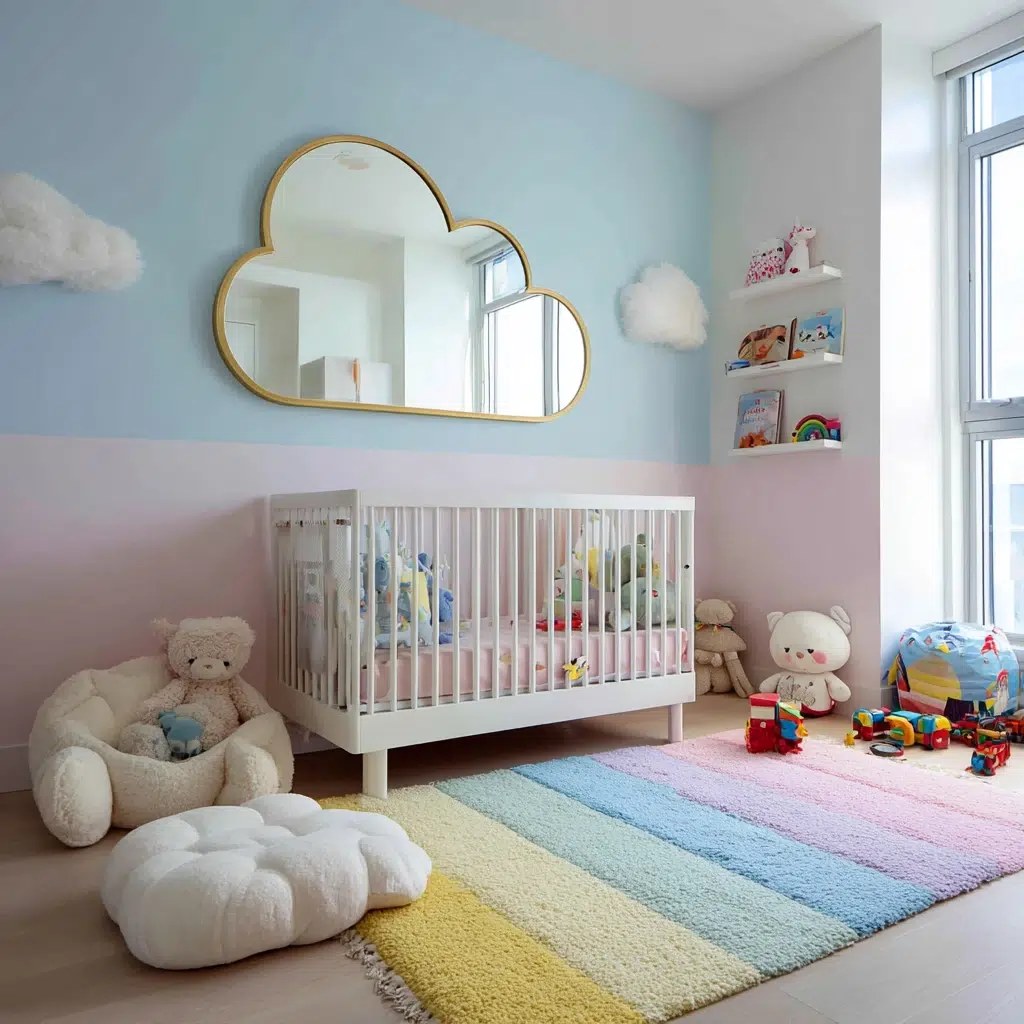 Mirror Wall Decor Ideas: Nursery Whimsy with a Playful Mirror