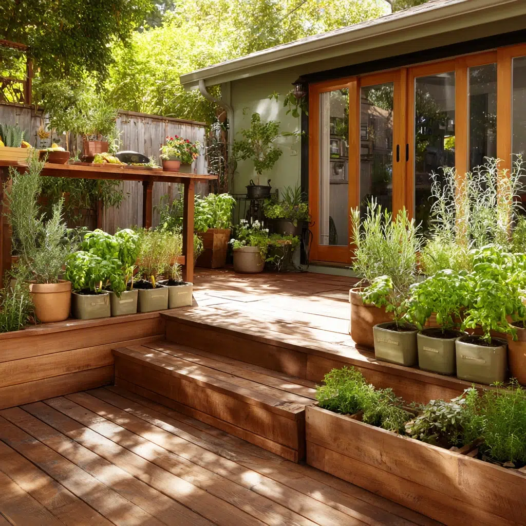 Ground Level Deck Ideas To Transform Your Backyard: The Herb Garden Deck