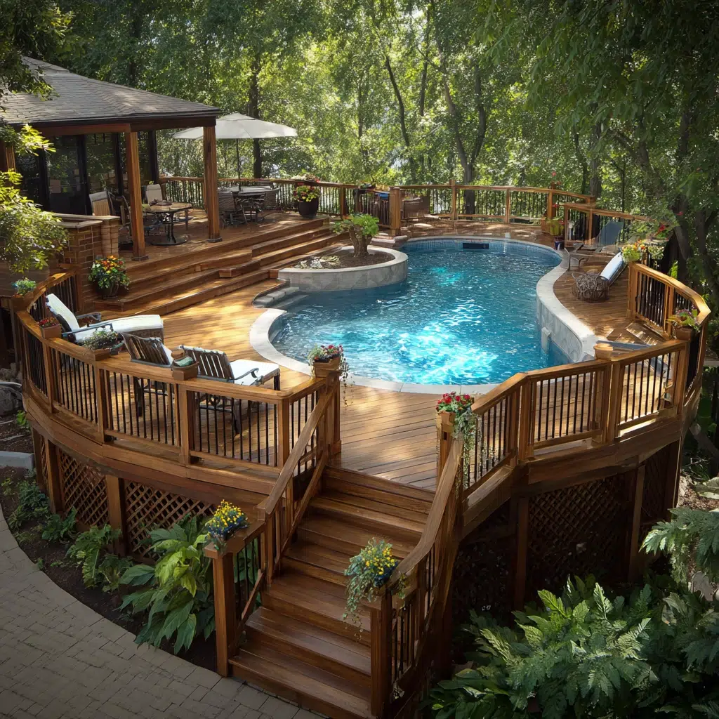 Above-Ground Pool Deck Ideas: Multi-Level Decking: Adding Dimension