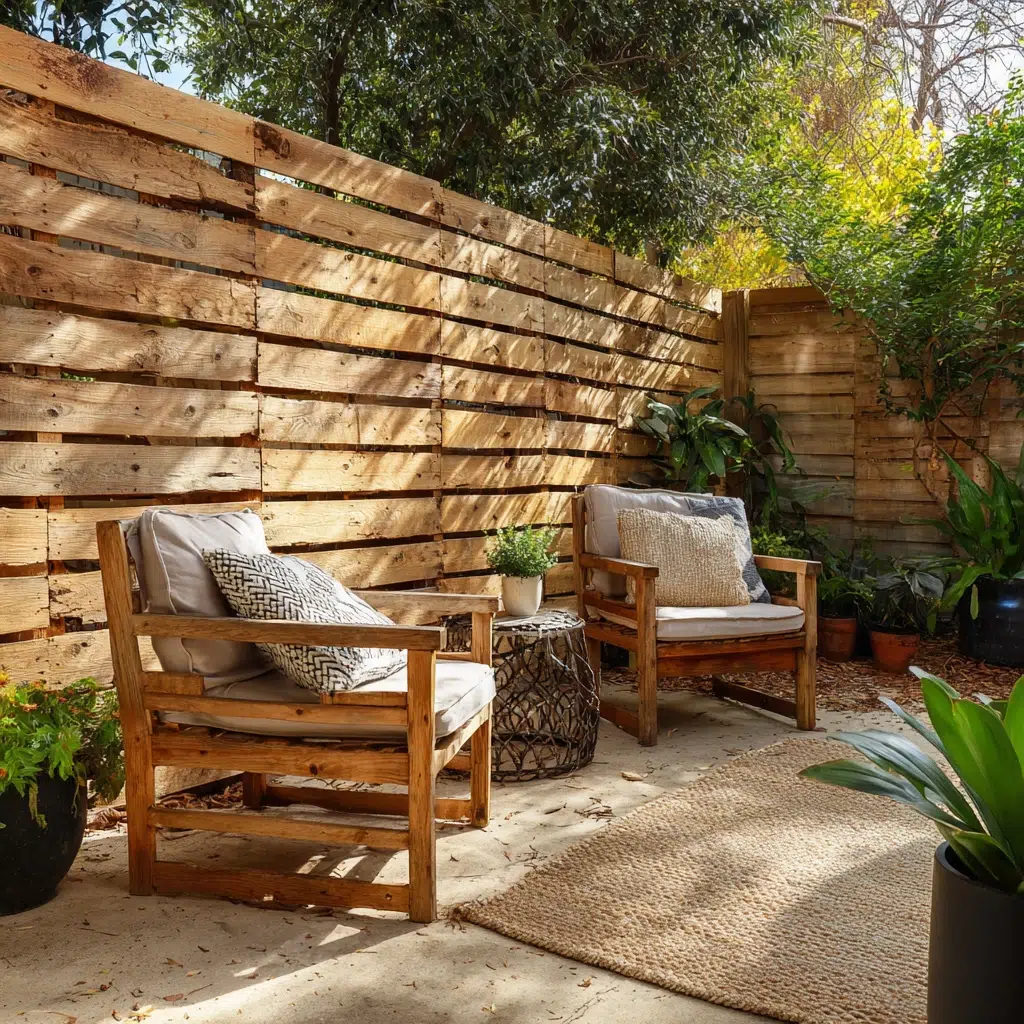 Inexpensive Privacy Fence Ideas for A Safe Backyard: Pallet Power: Upcycled and Chic