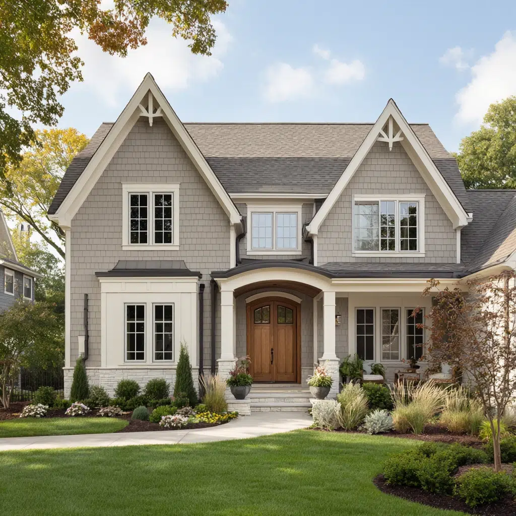 Gorgeous Grey House Exterior Color Schemes: Warm Grey with Cream Accents