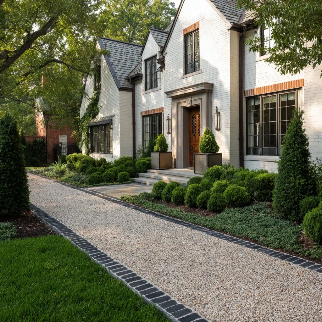 Inspiring Front Walkway Ideas: The Contrasting Edging Walkway