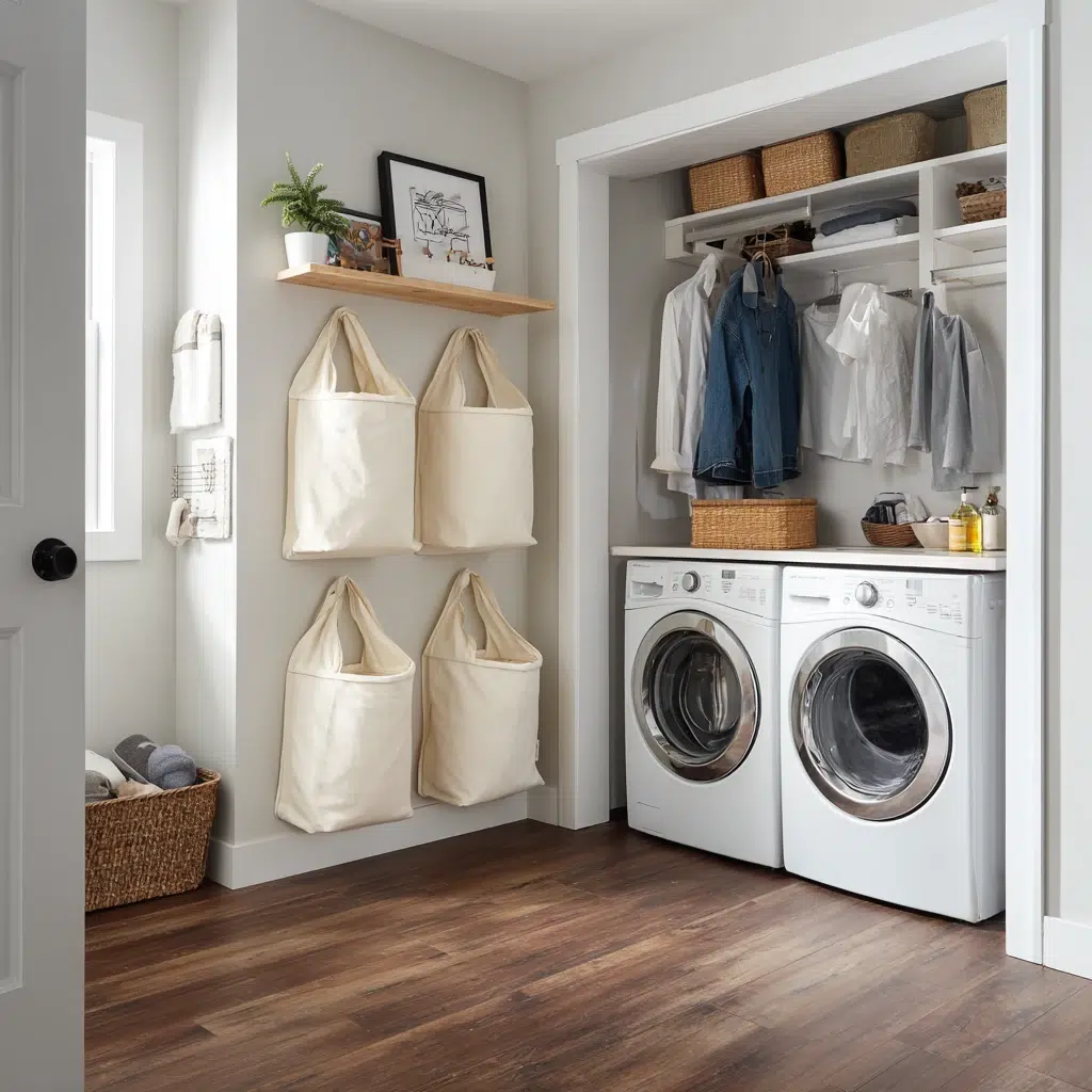 Smart Tiny Laundry Room Ideas: Wall-Mounted Hamper Bags: Off the Floor