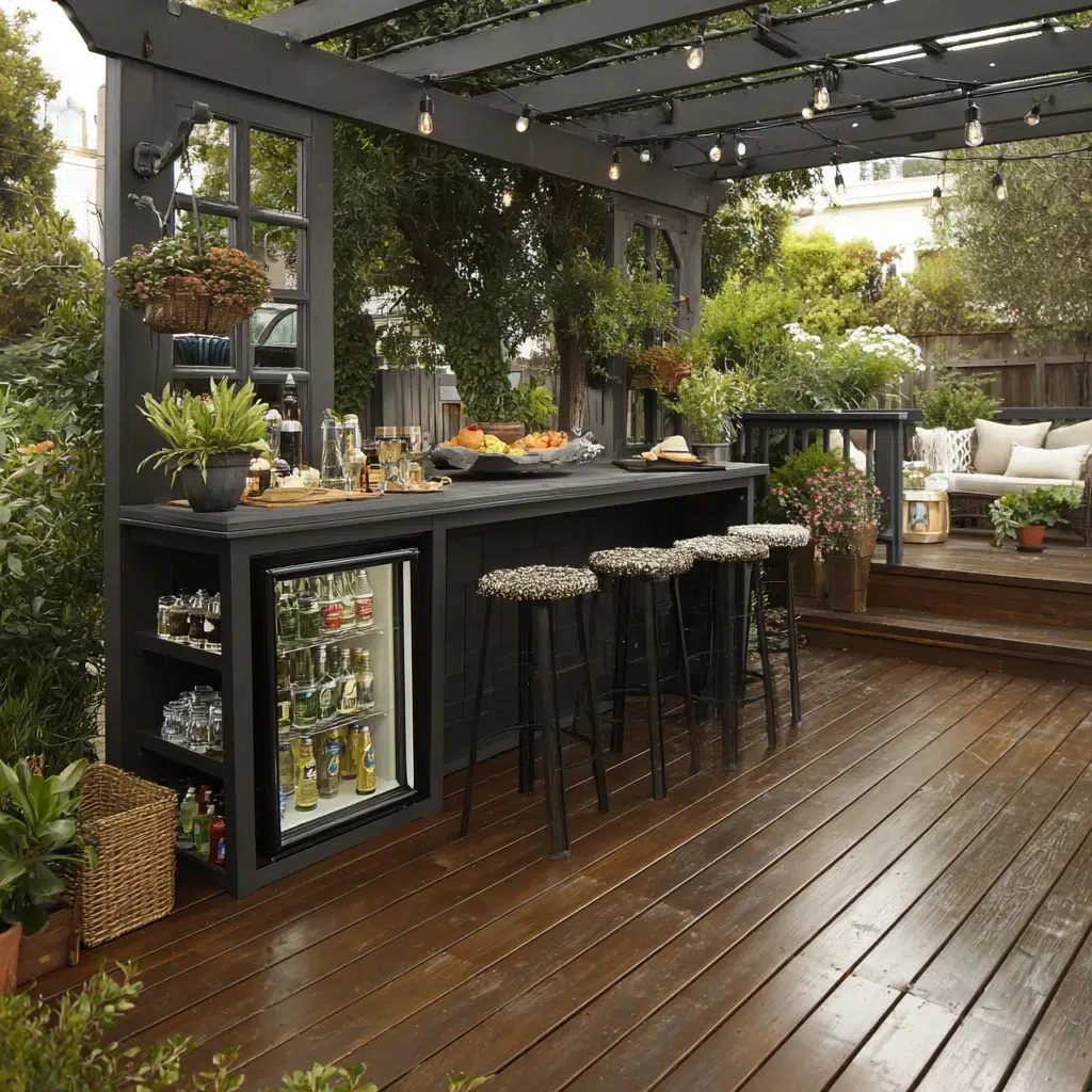 Ground Level Deck Ideas To Transform Your Backyard: The Outdoor Bar Deck