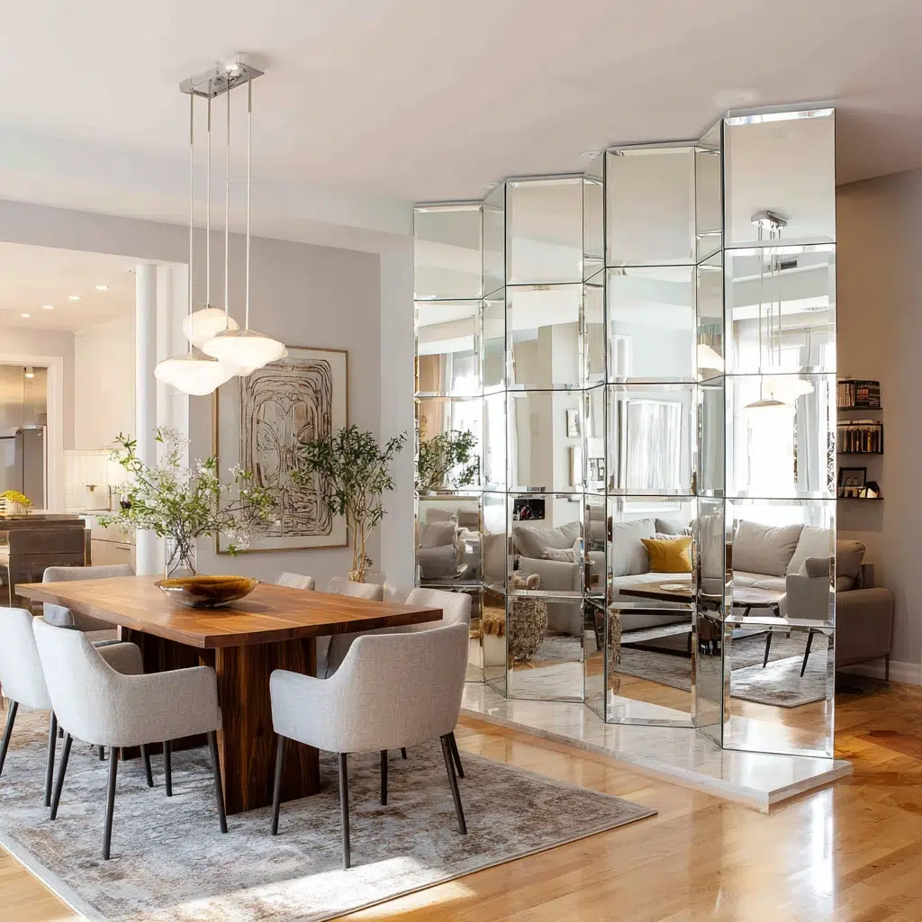 Mirror Wall Decor Ideas: Mirror as a Room Divider Accent