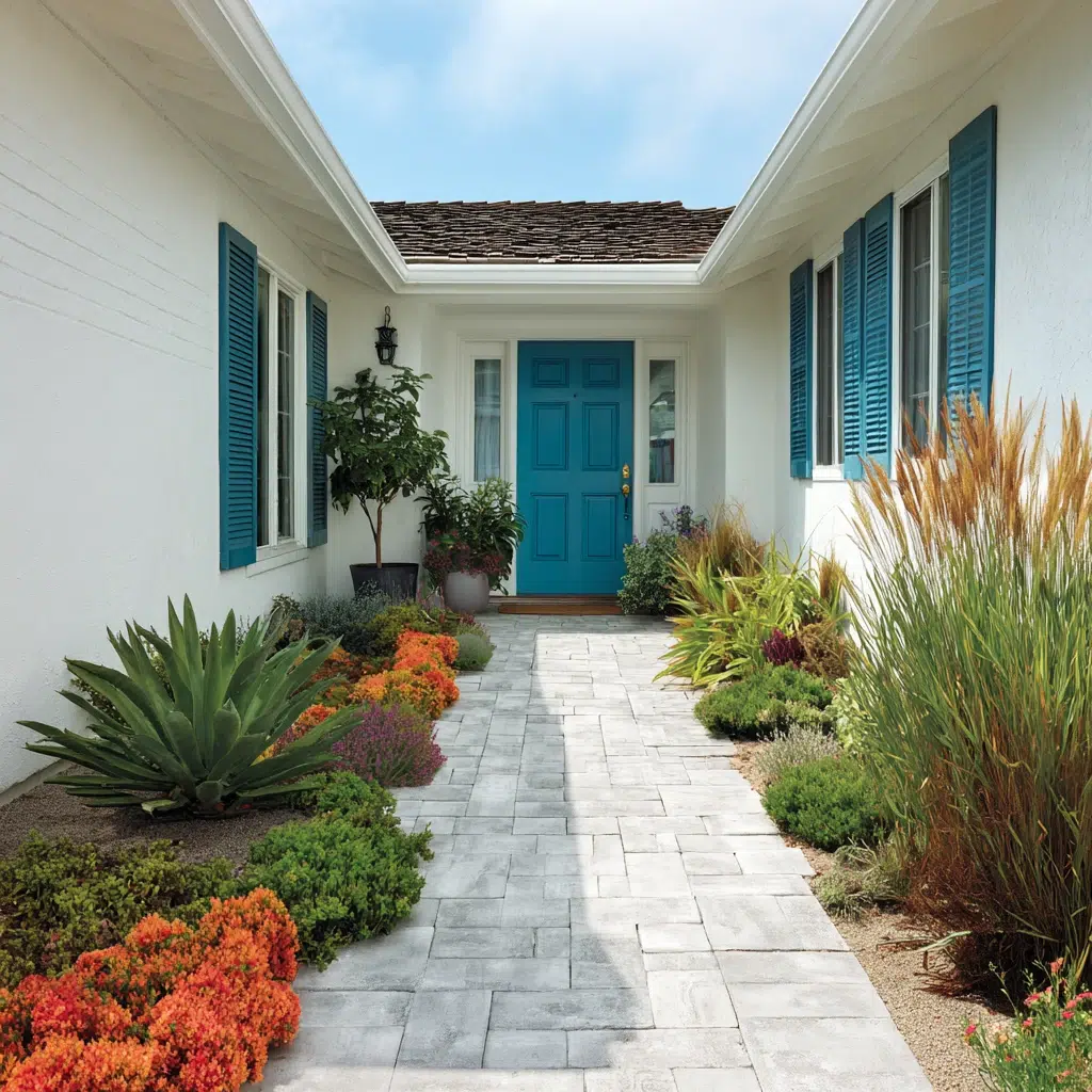 Inspiring Front Walkway Ideas: The Painted Paver Walkway