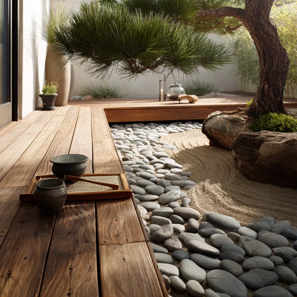 Ground Level Deck Ideas To Transform Your Backyard: The Zen Garden Inspired Deck
