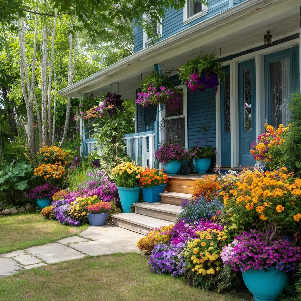 Front Yard Landscaping Ideas: Pop of Color with Planters