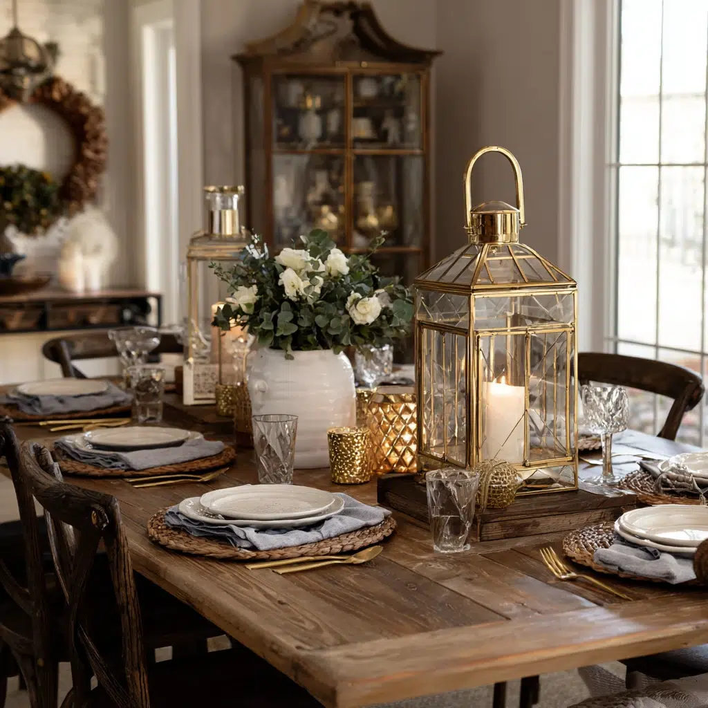 Lantern Decor Ideas for Indoors and Outdoors: Dining Table Centerpiece Charm
