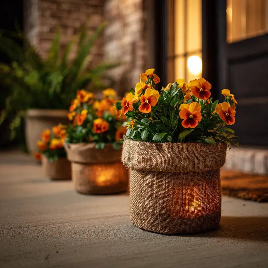 Cozy, Cute & Rustic Fall Planters for the Front Porch: Burlap-Wrapped Pots for Texture