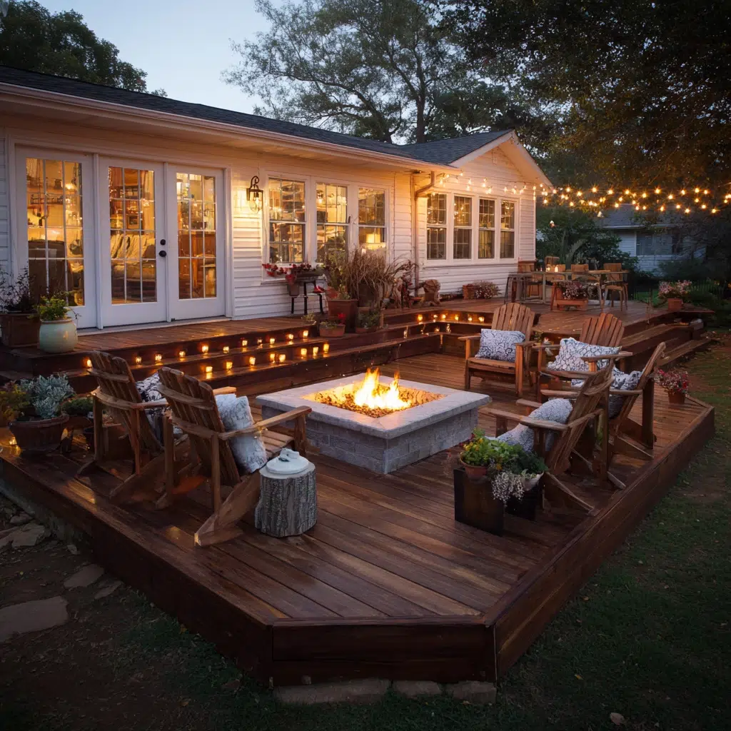 Ground Level Deck Ideas To Transform Your Backyard: The Fire Pit Feature Deck