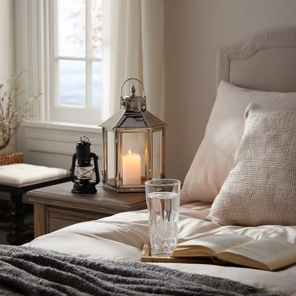 Lantern Decor Ideas for Indoors and Outdoors: Bedroom Nightstand Serenity